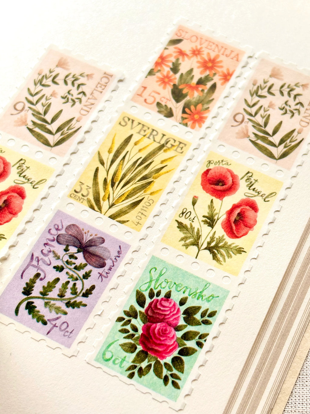 Washi tape - Flower postage stamps