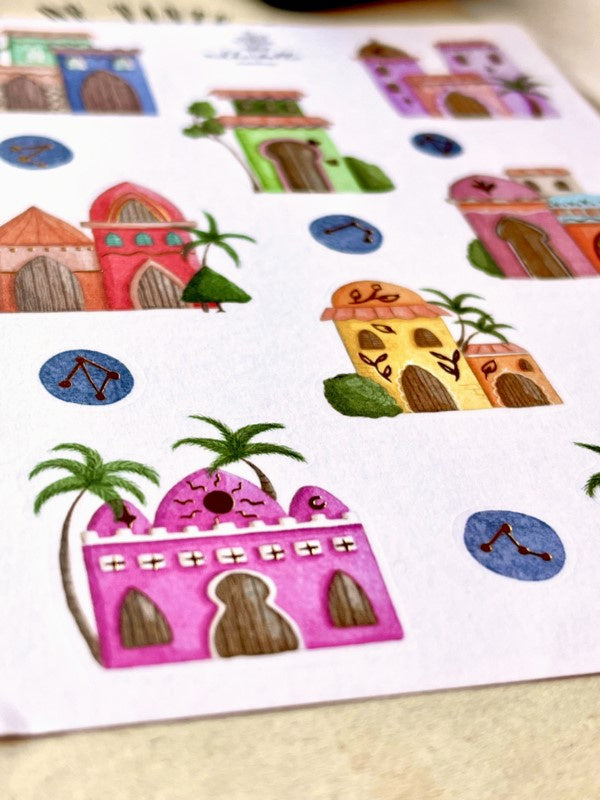 Stickervel - Mystic houses Gold foil
