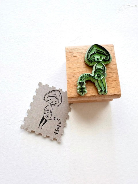 Second hand stamp - Lotti girl with watering can