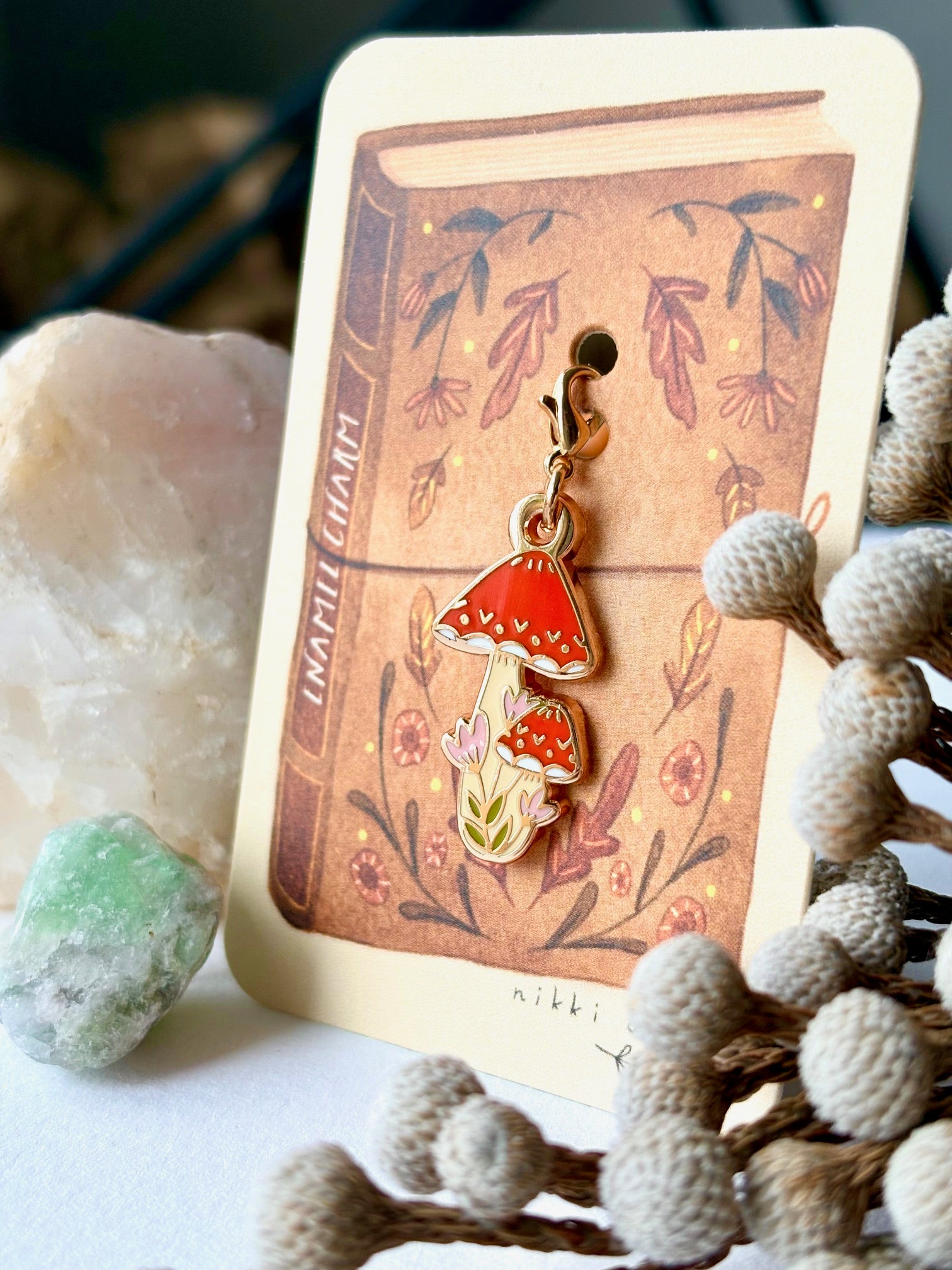 Enamel charm - Mushrooms