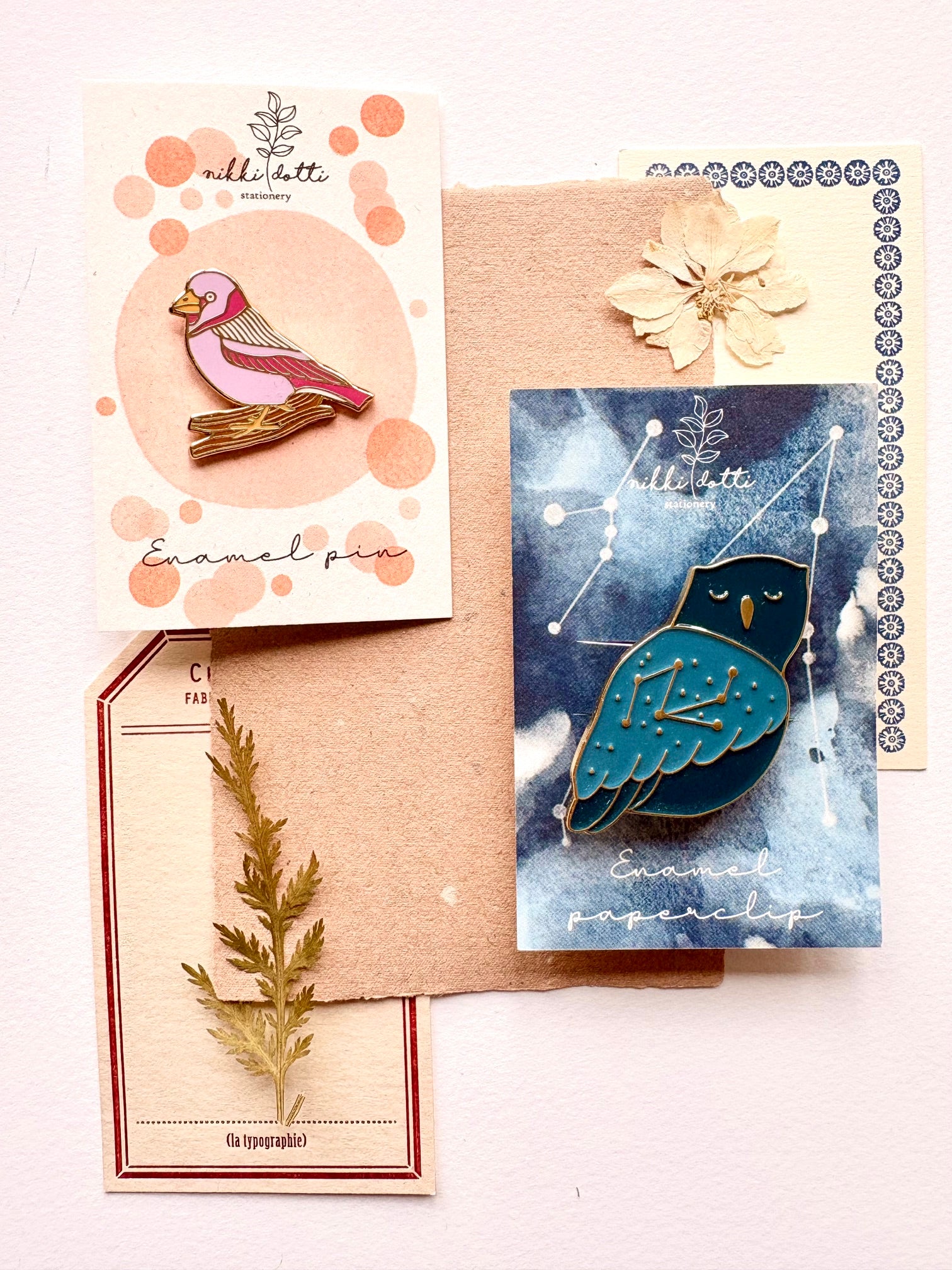 Clip & pin set - Night owl & Finch