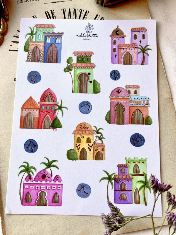 Stickervel - Mystic houses Gold foil