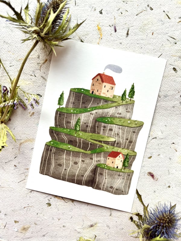 Ansichtkaart - Houses on the hill